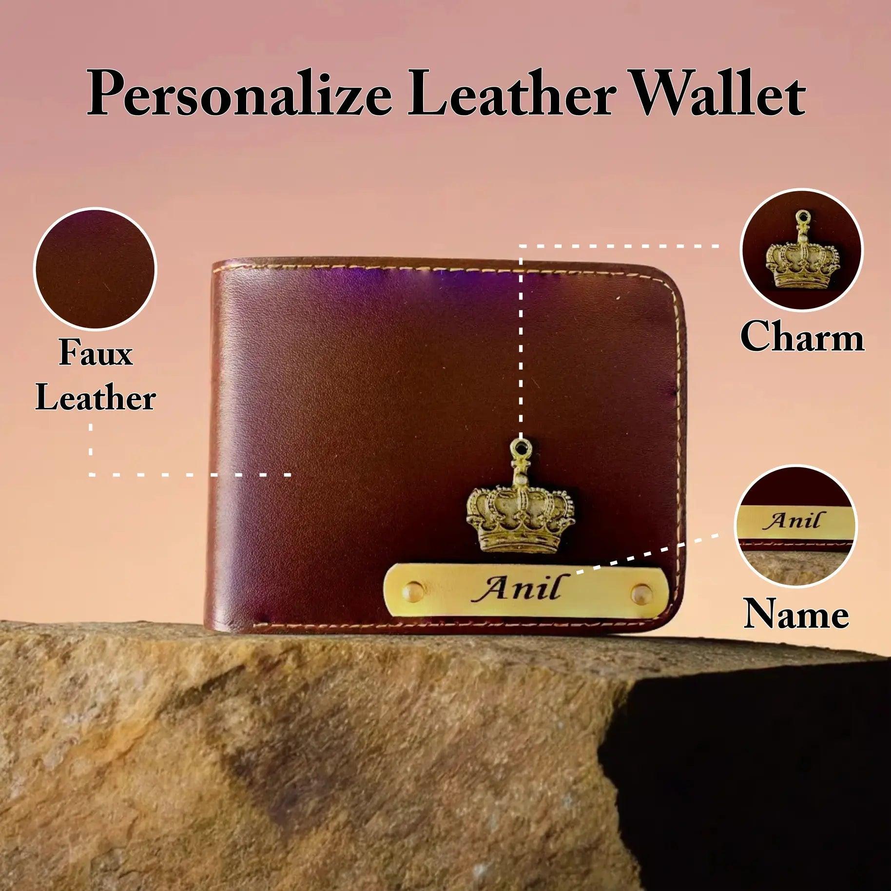 Premium Personalized Brown Leather Name Wallet For Men/Him - Precious Art Gifts