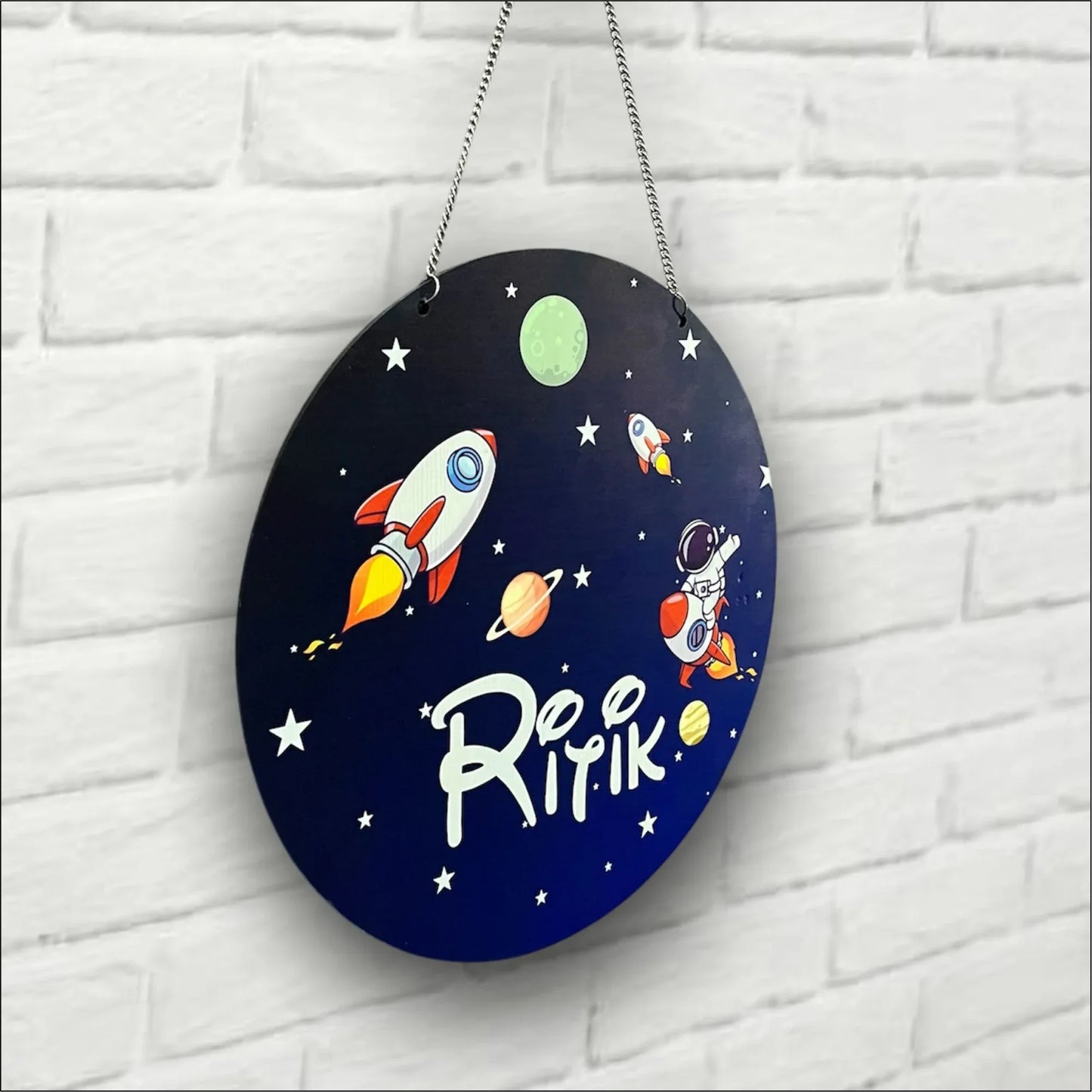 Space Theme Kids Name Plate – Personalized Room or Wall Decor - Precious Art Gifts