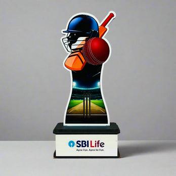 Personalized Cricket Wooden UV Trophy Awards for Corporate Recognition - Precious Art Gifts