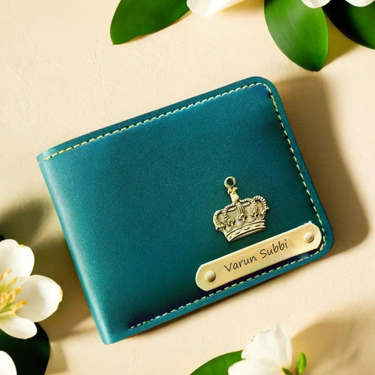 Customized Forest Green Leather Name Wallet For Mens/Him - Precious Art Gifts