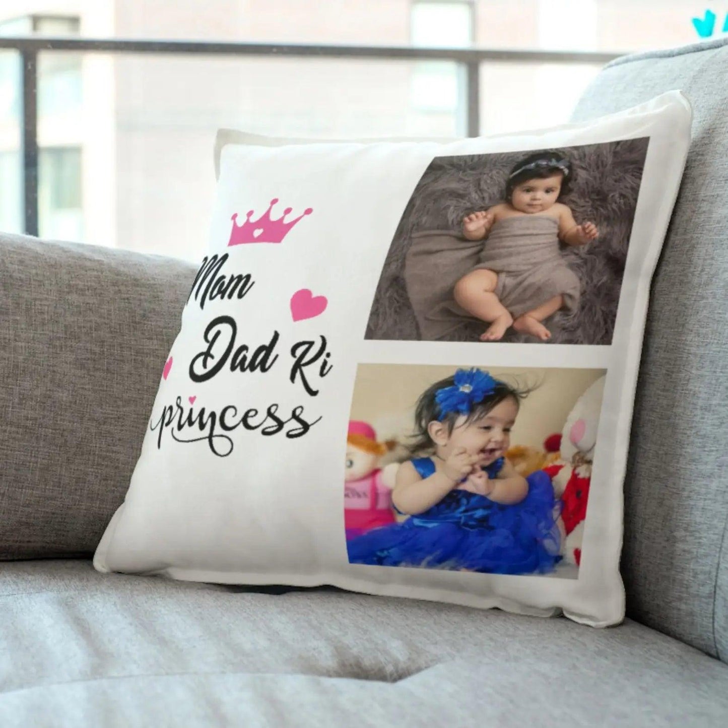 Mom Dad Ki Princess Photo Cushion - Precious Art Gifts