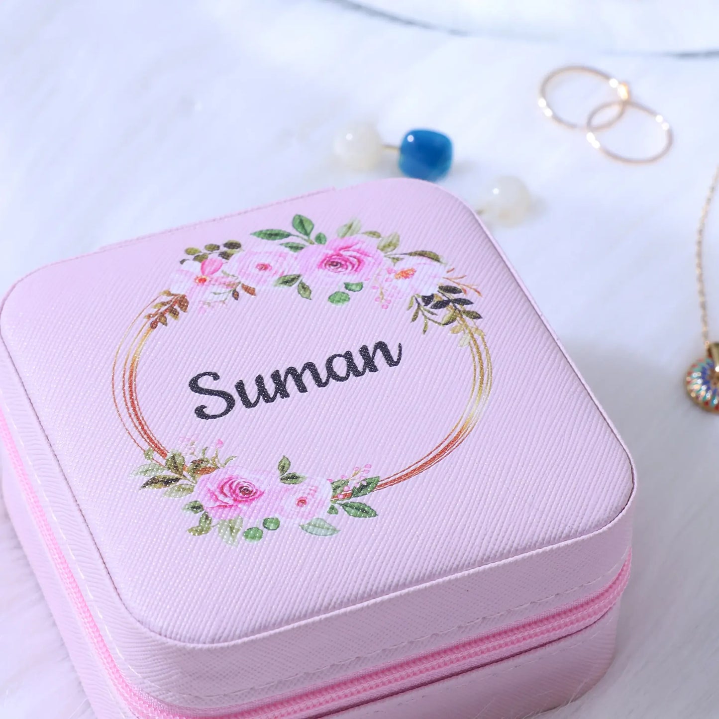 Personalized Pink Jewelry Box with Custom Name - Precious Art Gifts