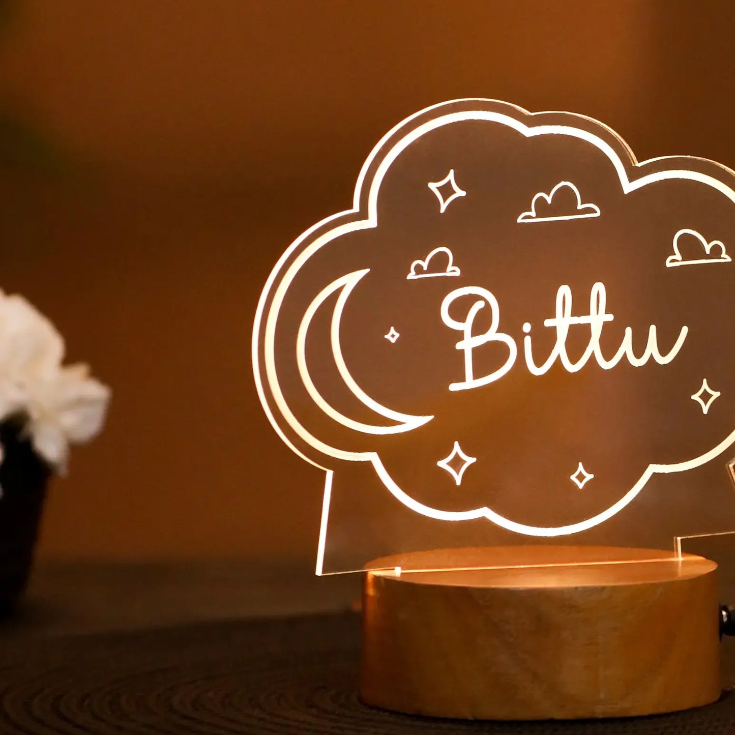 Personalized Moon LED Lamp with Name for Kids - Precious Art Gifts