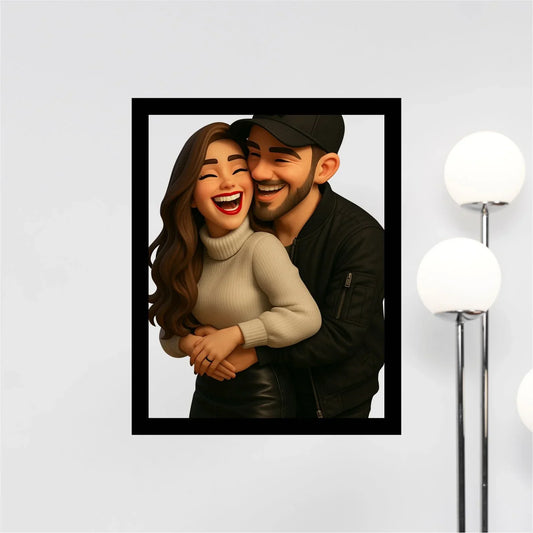 Personalized Cartoon Style 3D Photo Couple Wooden Frame - Precious Art Gifts