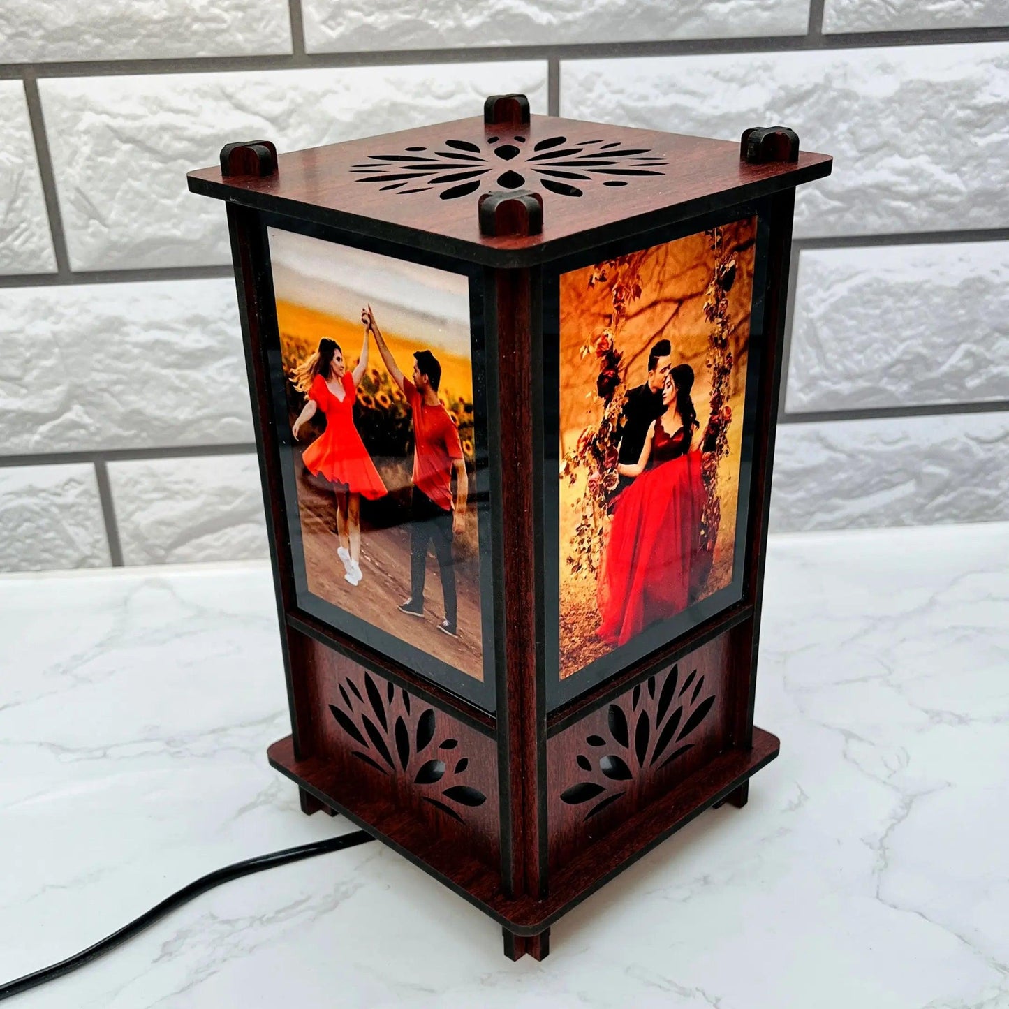 Personalized Wooden Tower Night Lamp with Photo - Precious Art Gifts