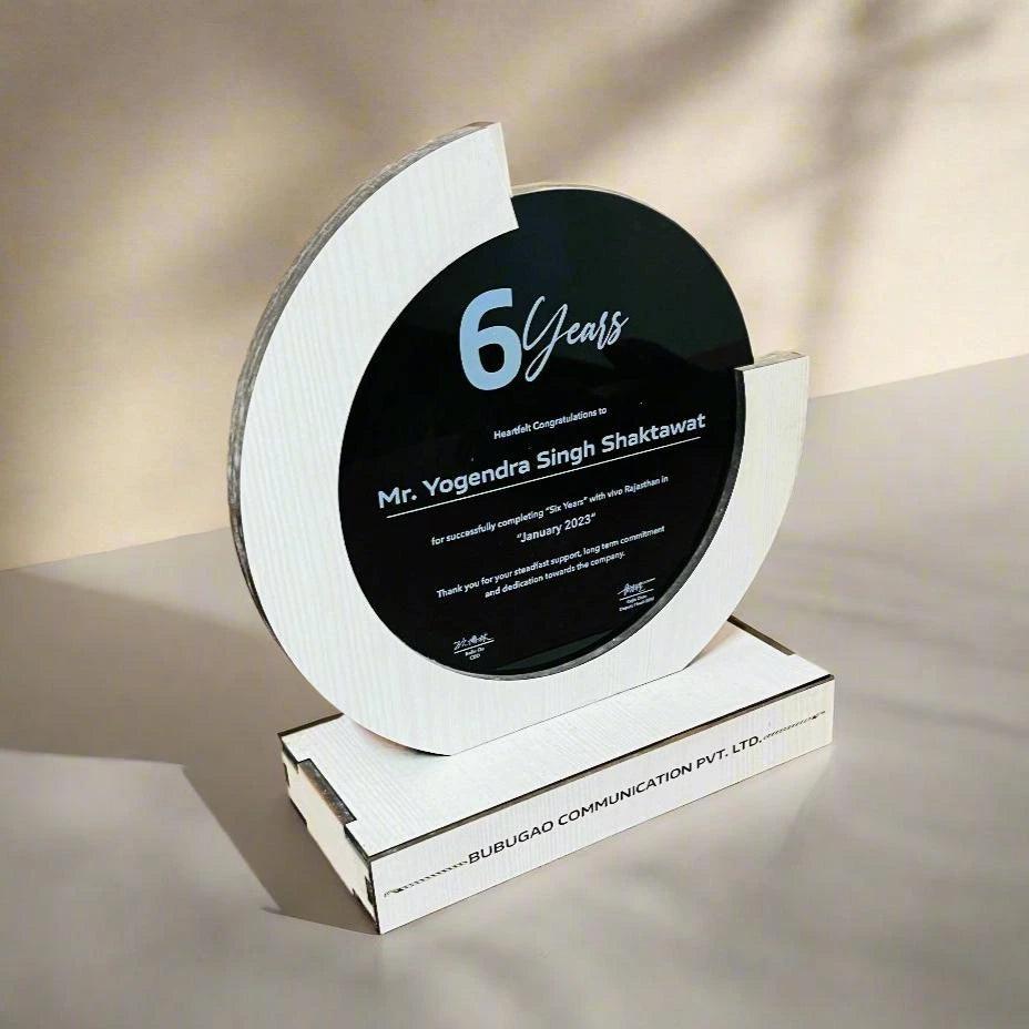 Half Moon Wooden Acrylic Trophy Award - Precious Art Gifts