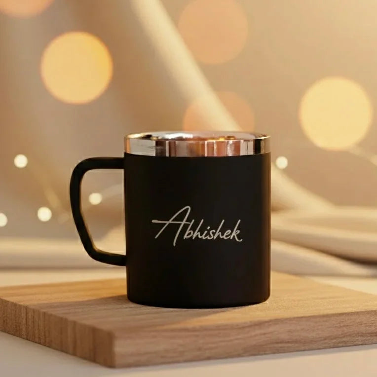 Buy Personalized Engraved Black Steel Coffee Mug Online