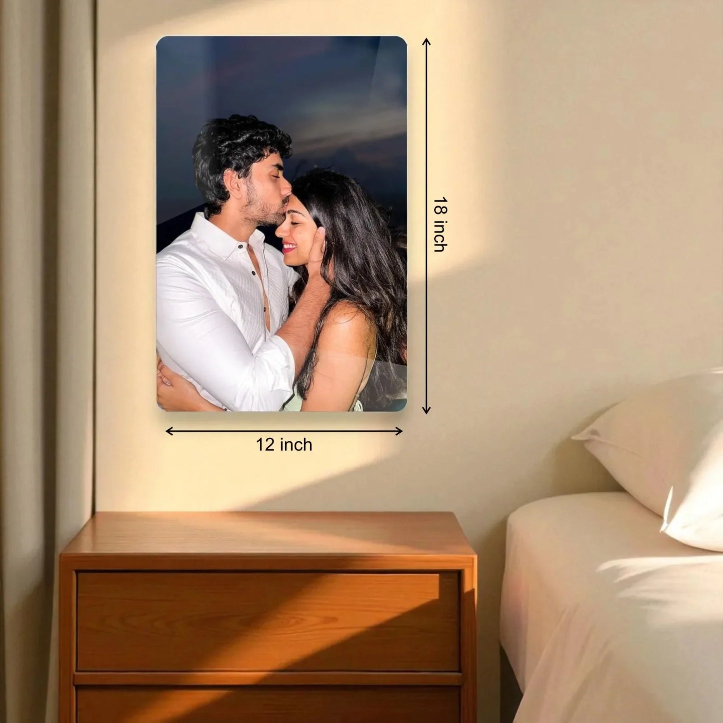 Personalized acrylic photo frame with glossy finish, perfect gift for home décor