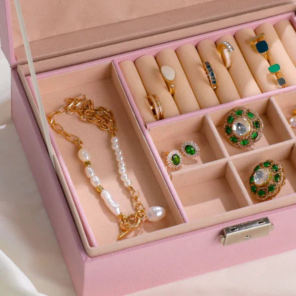 Women Personalized Pink Jewellery Storage Box with name 9*7 inch - Precious Art Gifts