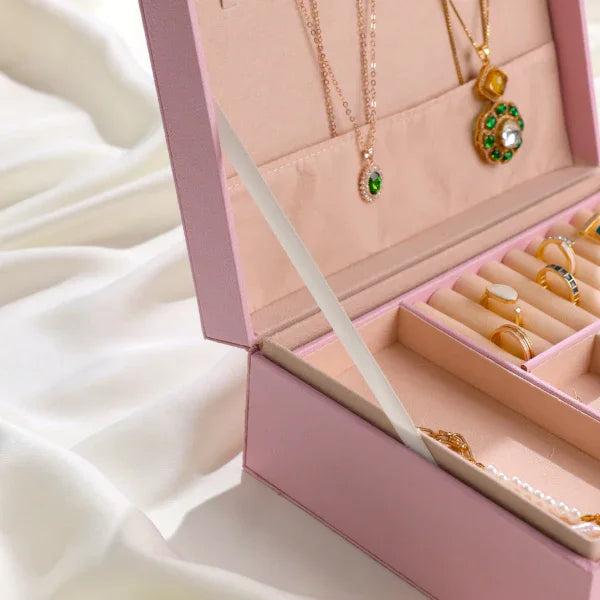 Women Personalized Pink Jewellery Storage Box with name 9*7 inch - Precious Art Gifts