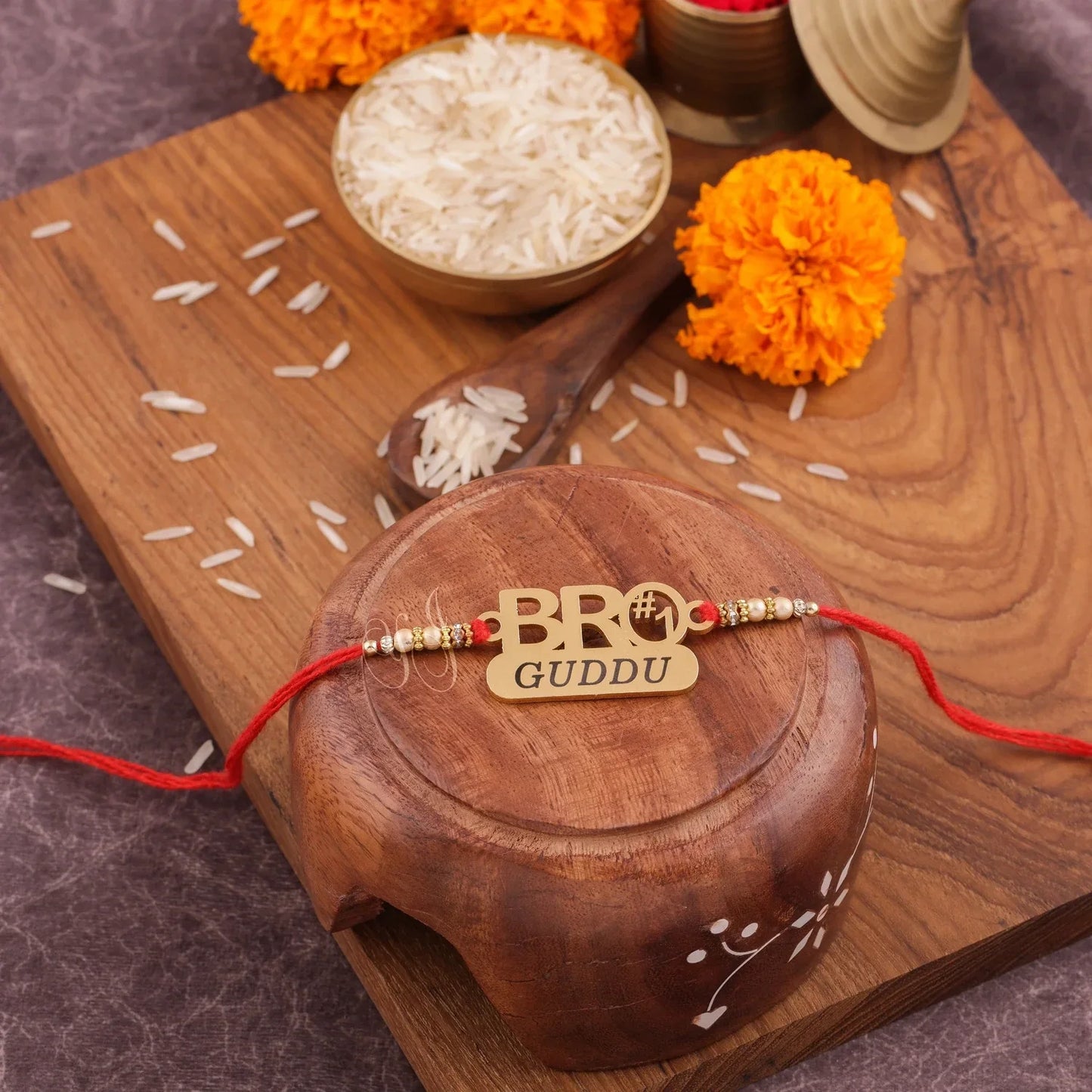Personalized Bro metal rakhi with custom name