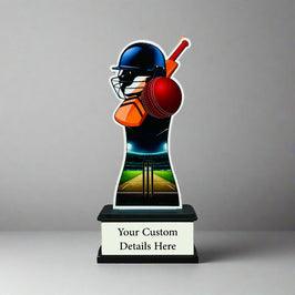 Personalized Cricket Wooden UV Trophy Awards for Corporate Recognition - Precious Art Gifts