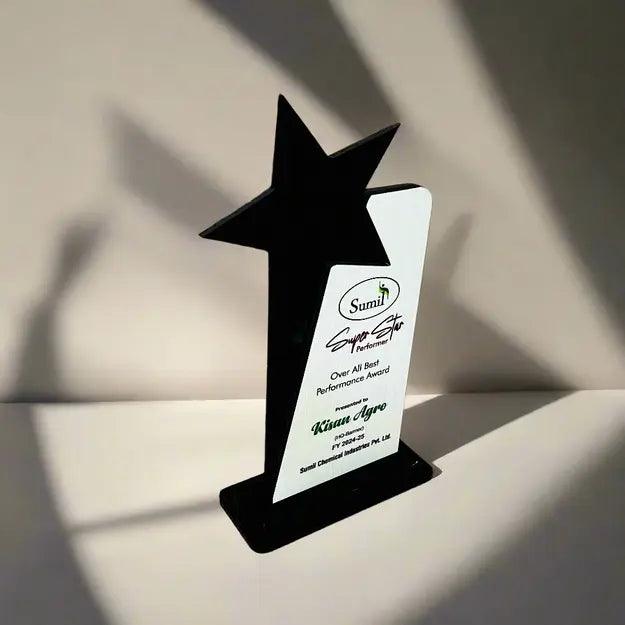Personalized Star Acrylic & Wooden Trophy Award - Precious Art Gifts