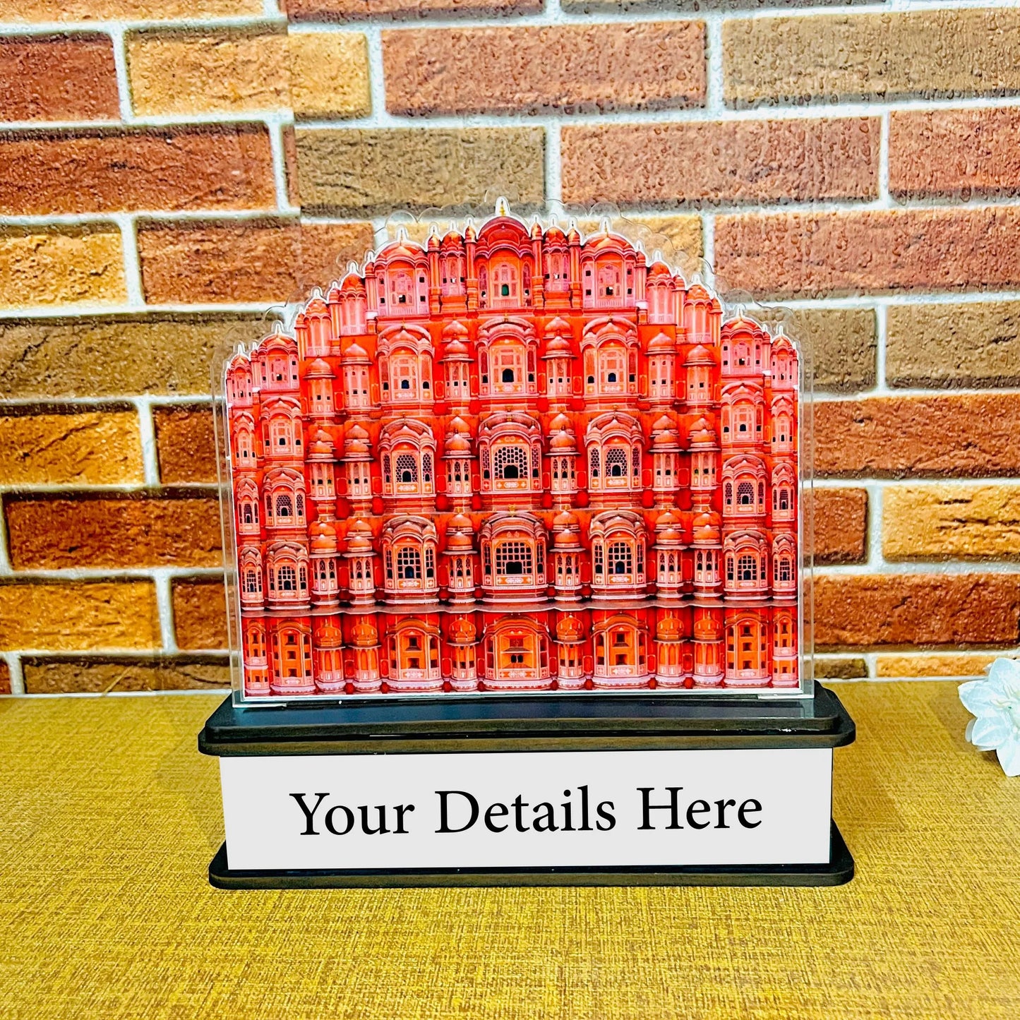 Customized Hawa Mahal Wooden Memento Trophy with UV Print for Events and Awards