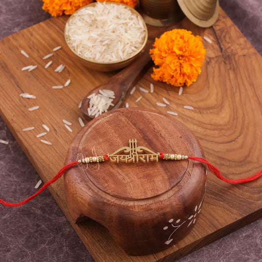 Jai Shree Ram Rakhi with Red Thread - Precious Art Gifts
