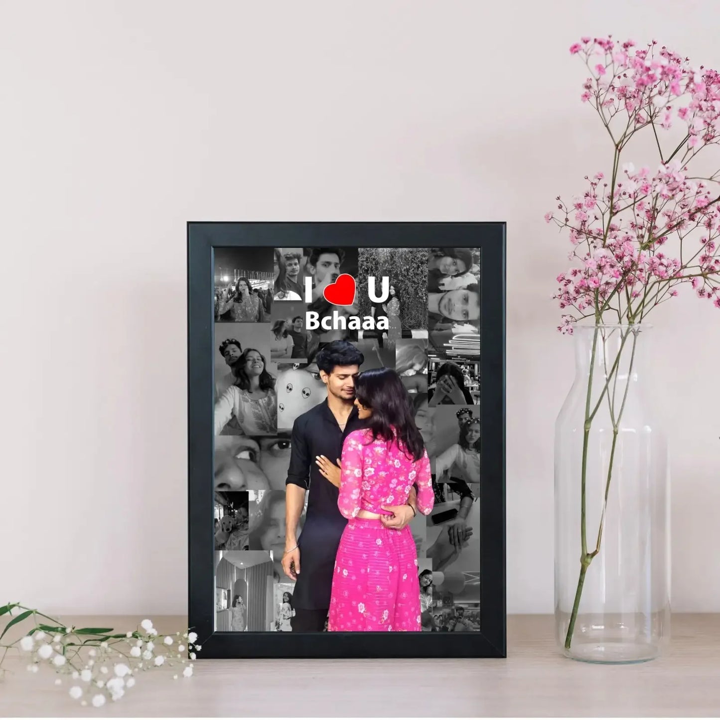 Personalized Love Collage Frame for Couples (A4 Size)