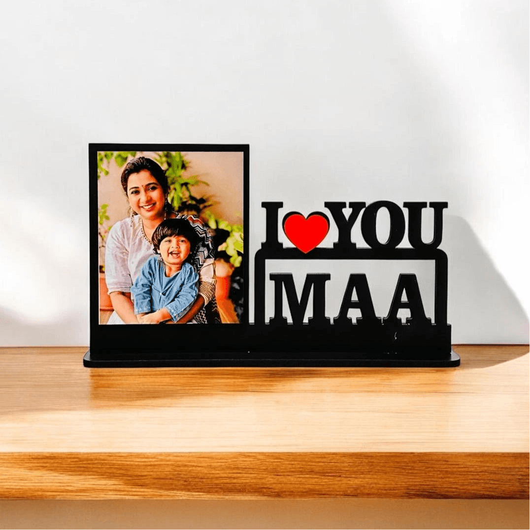 Personalized "I Love You Maa" Table Photo Frame - Precious Art Gifts