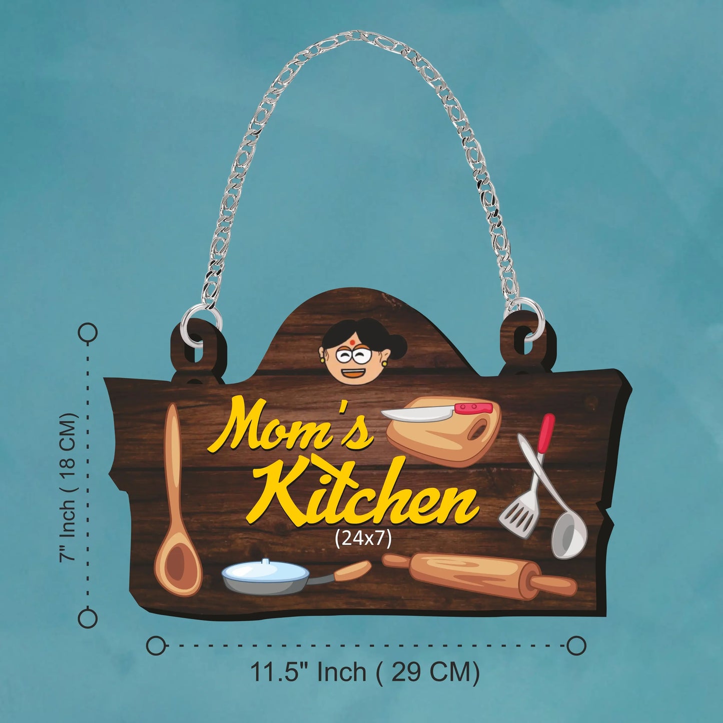 Mom's Kitchen Door Name Plate Multicolor Wooden Wall Decor - Precious Art Gifts