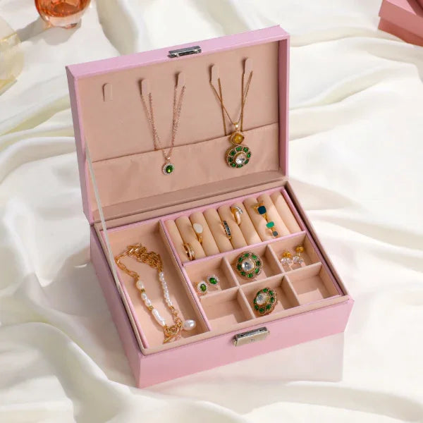 Women Personalized Pink Jewellery Storage Box with name 9*7 inch - Precious Art Gifts