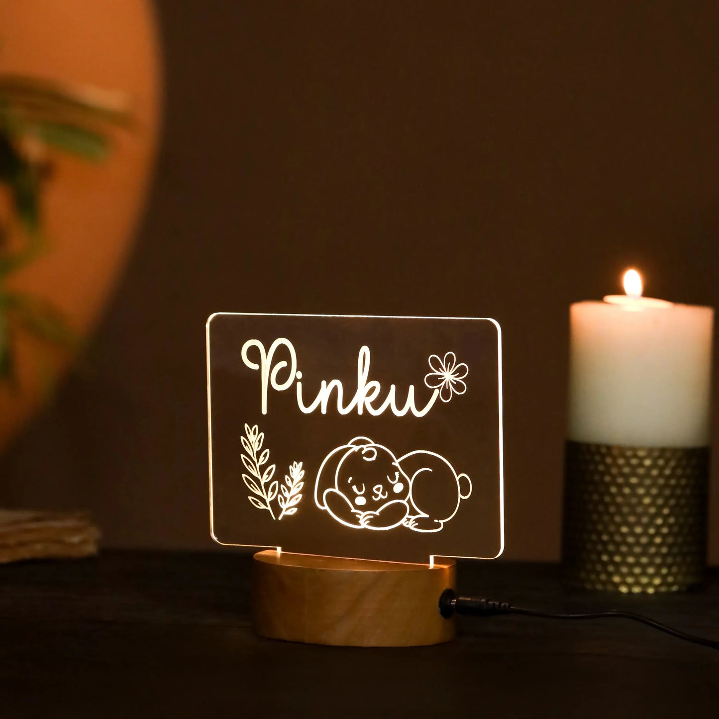 Personalized Baby Acrylic Night Lamp with Name for Kids - Precious Art Gifts