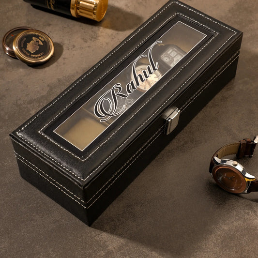 Custom 6-Slot Large Watch Box Organizer for Watches & Accessories - Precious Art Gifts