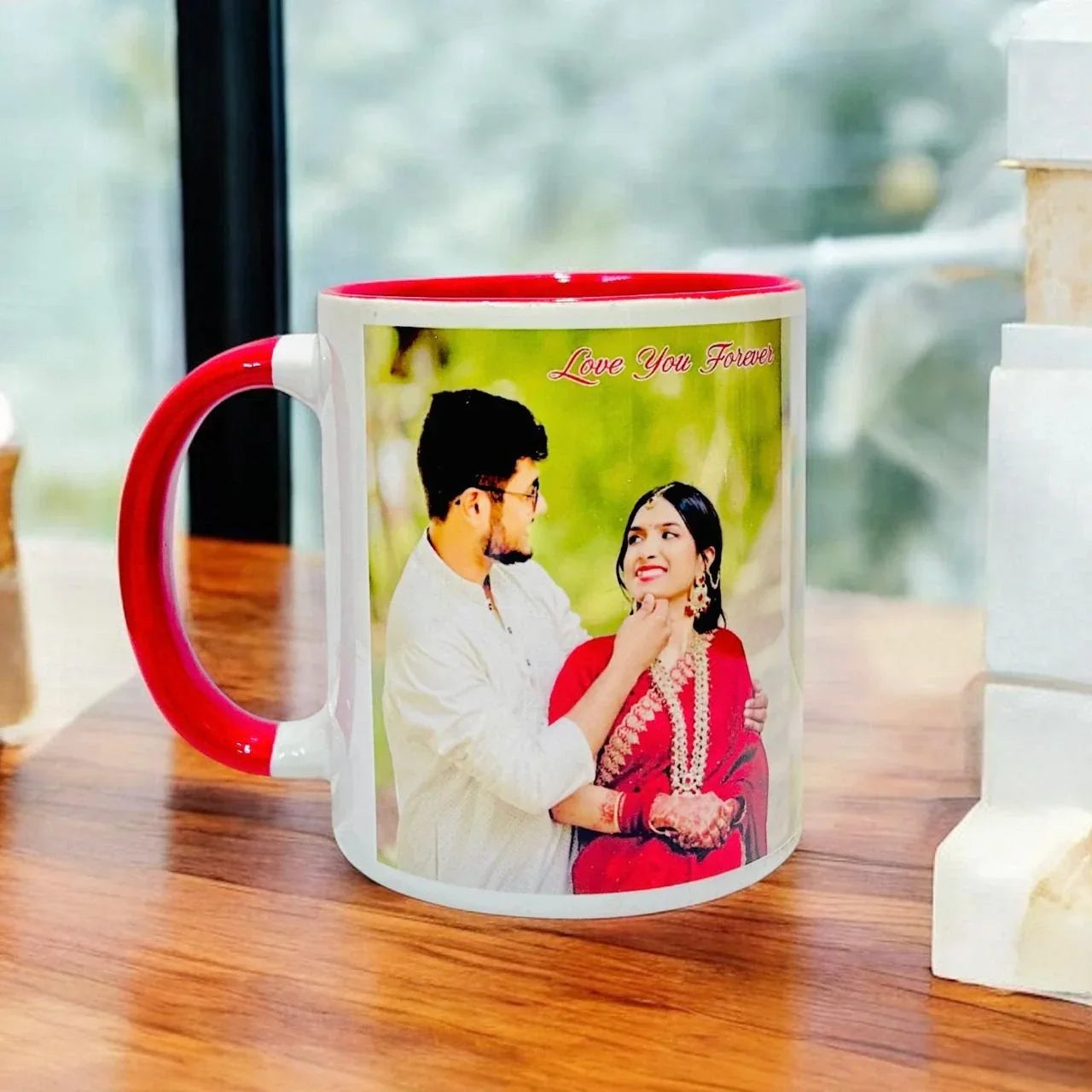 Personalized Red Photo Mug Love You Forever Gift for Couples - Precious Art Gifts