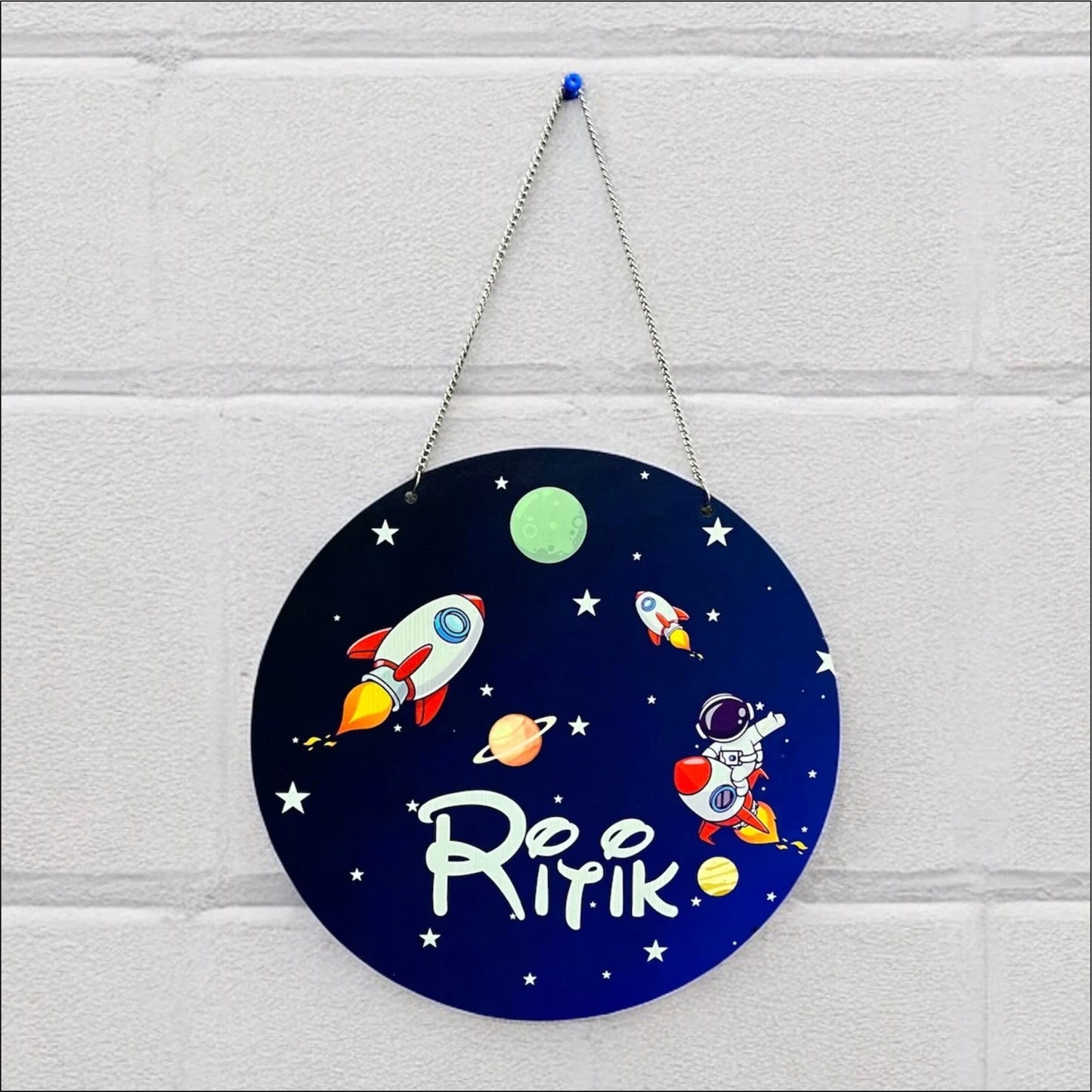 Space Theme Kids Name Plate – Personalized Room or Wall Decor - Precious Art Gifts