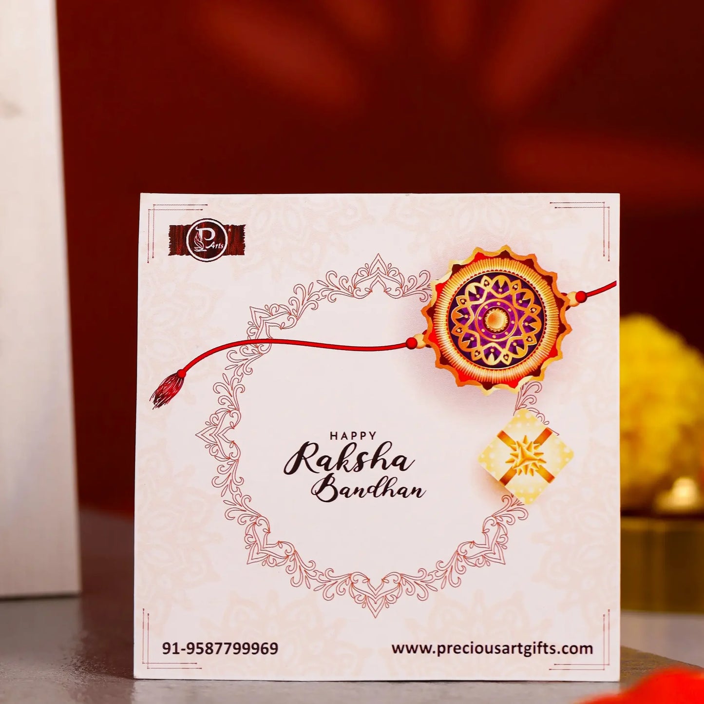 Best Bro Rakhi Gift Combo – Rakhi, Card & Wooden BRO Stand - Precious Art Gifts