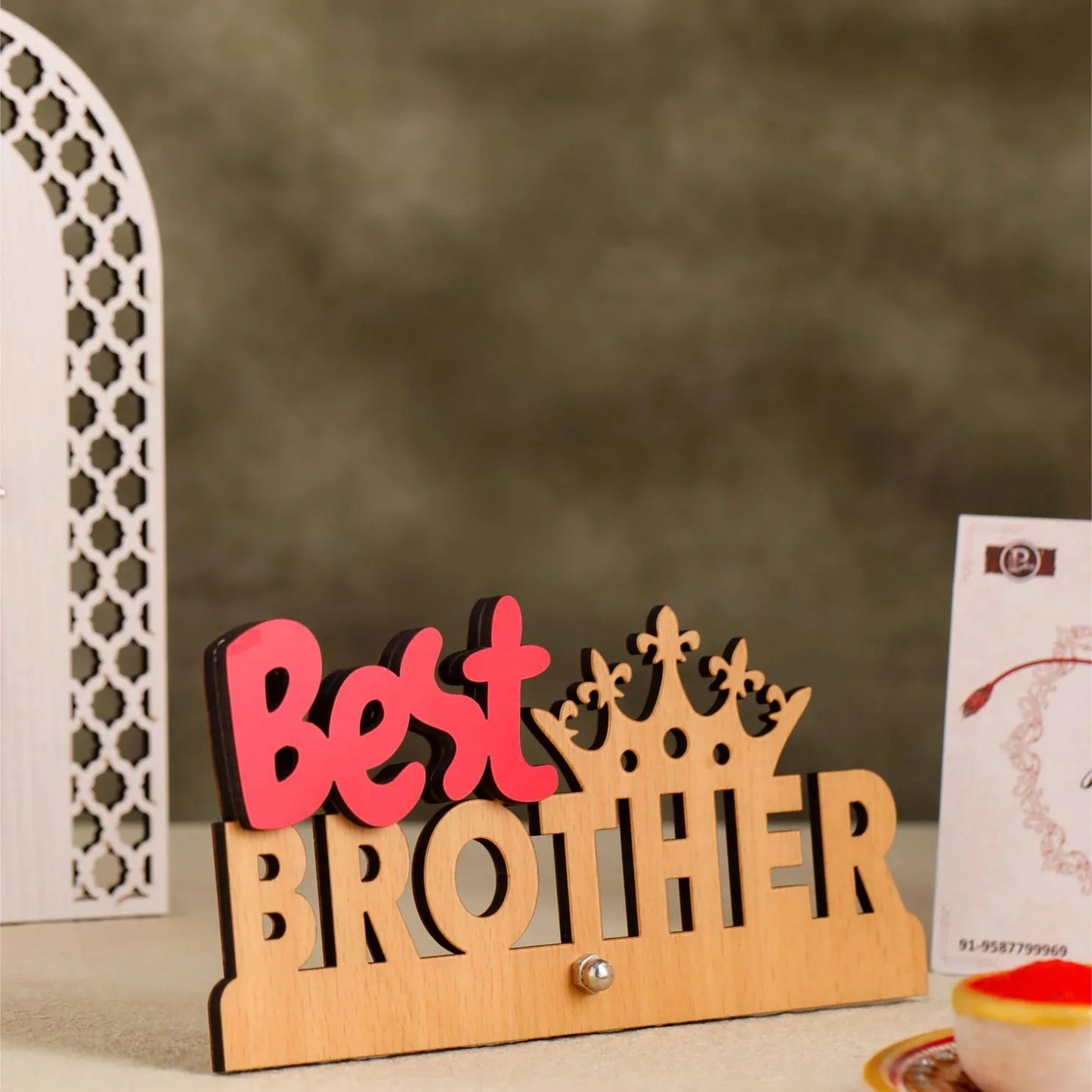 Bhaiya Bhabhi Rakhi Set – Red Beaded Om Rakhi - Precious Art Gifts