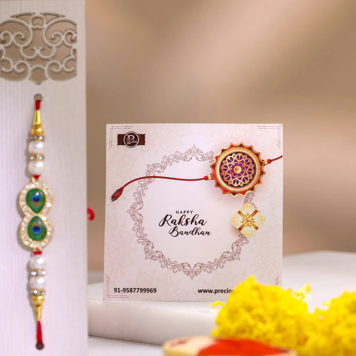 Best Bro in the World Rakhi Hamper – LED Lamp, Premium Rakhi & Greeting Card - Precious Art Gifts