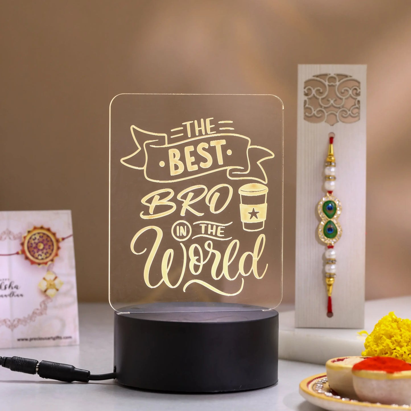 LED Lamp included in Raksha Bandhan gift hamper for brother