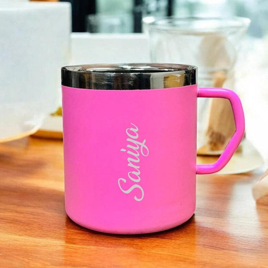 Personalized Pink Steel Mug with Name - Precious Art Gifts
