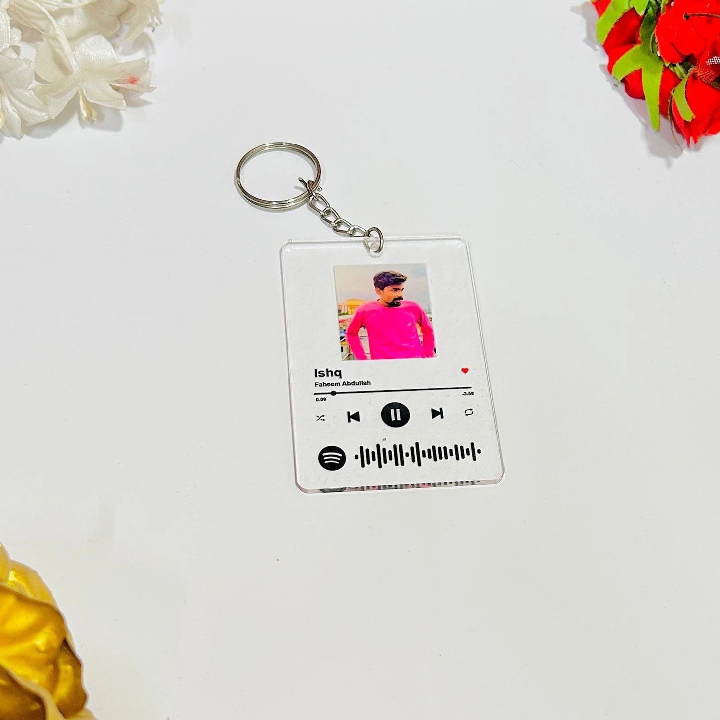 Personalized Spotify Keychain with Photo & Scannable Song Code - Precious Art Gifts