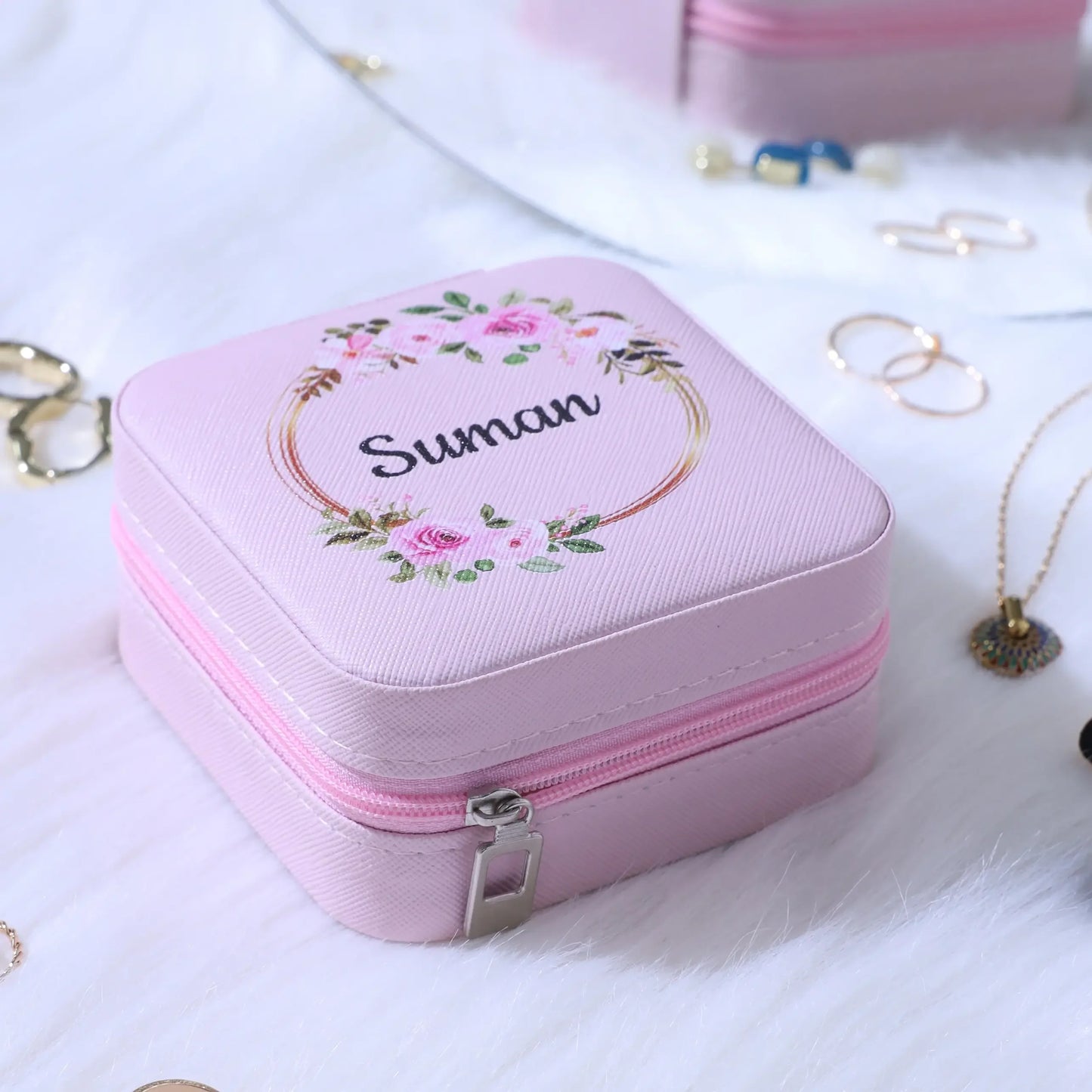 Personalized Pink Jewelry Box with Custom Name - Precious Art Gifts
