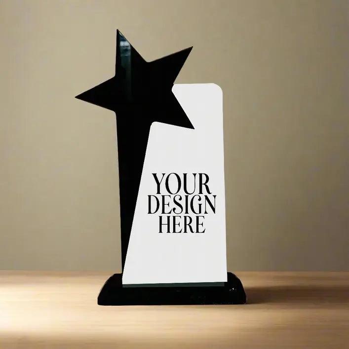 Personalized Star Acrylic & Wooden Trophy Award - Precious Art Gifts