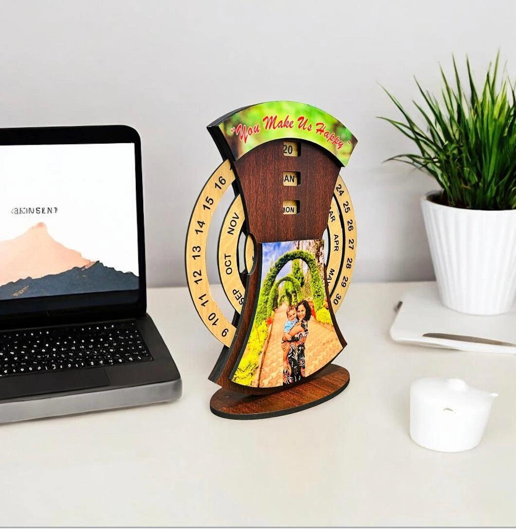 Wooden Desk Calendar with Your Photo - Precious Art Gifts