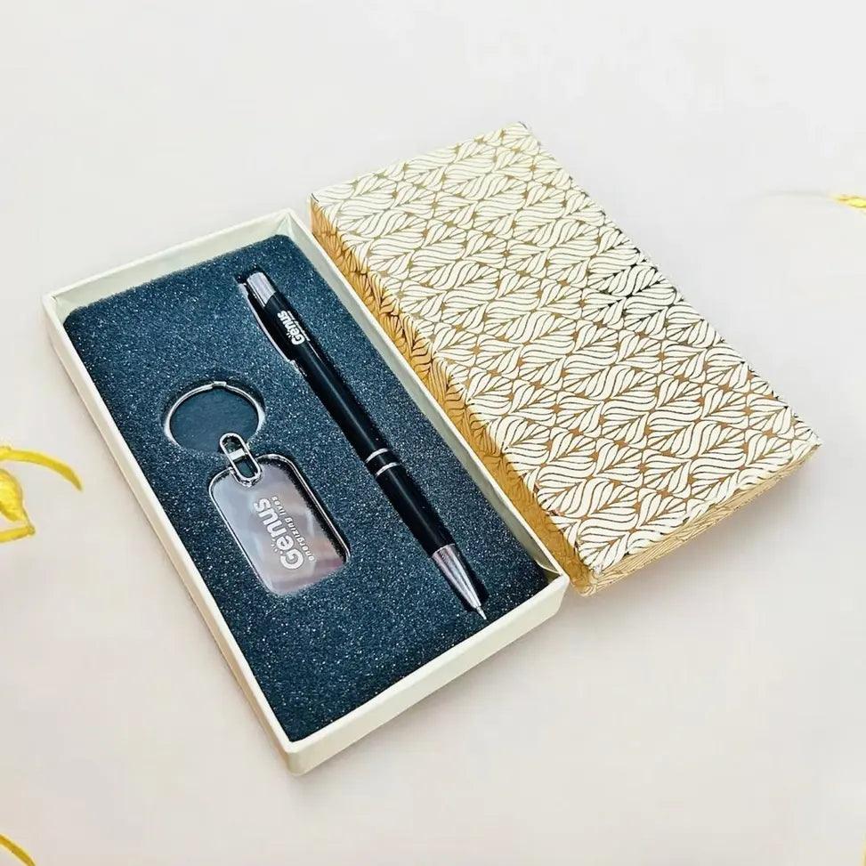Personalized Pen and Metal Keychain Set - Precious Art Gifts
