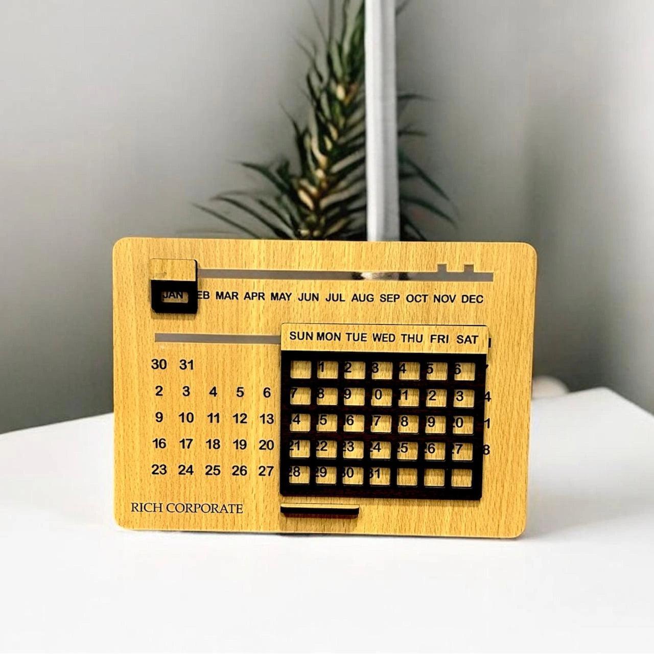 Brown Wooden Desk Calendar 5x8 Inch - Precious Art Gifts