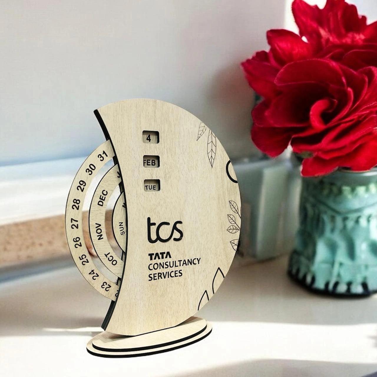 Half Moon Wooden Table Calendar - Precious Art Gifts