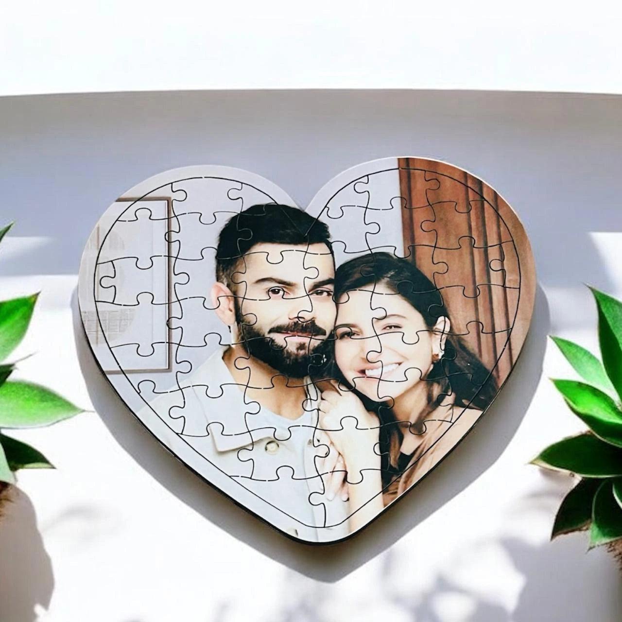 Photo Heart-Shaped Wooden Jigsaw Puzzle - Precious Art Gifts