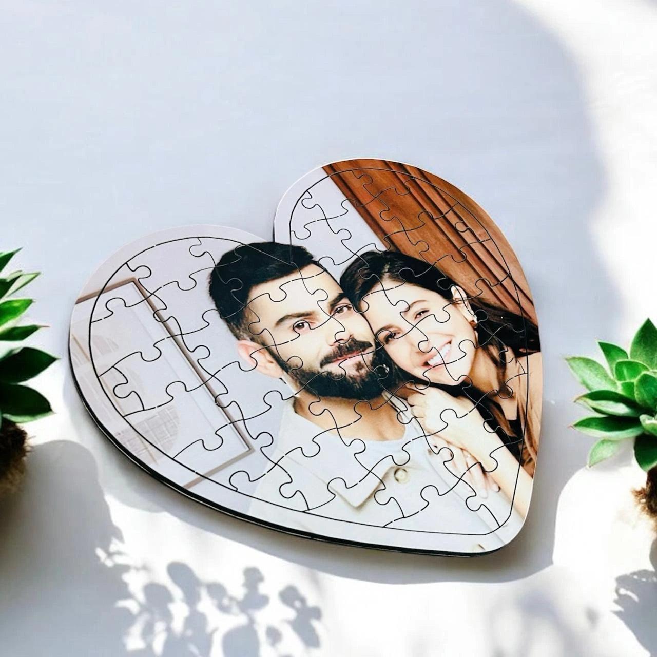 Photo Heart-Shaped Wooden Jigsaw Puzzle - Precious Art Gifts