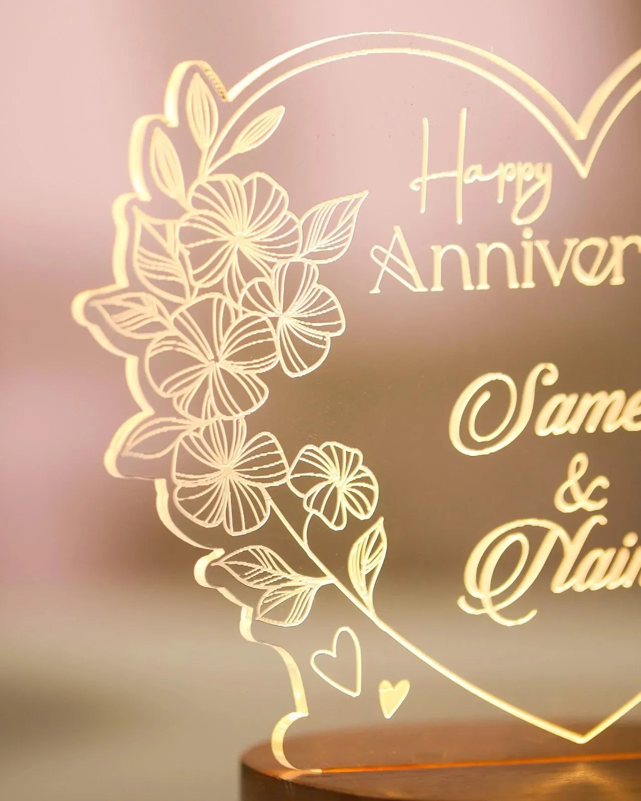 Personalized Heart LED Lamp - Precious Art Gifts