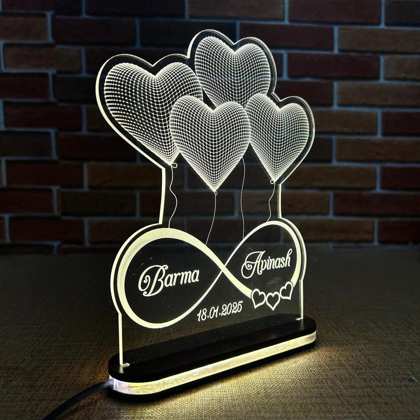 3D Illusion Balloon Night Lamp – Personalized Couple Gift - Precious Art Gifts
