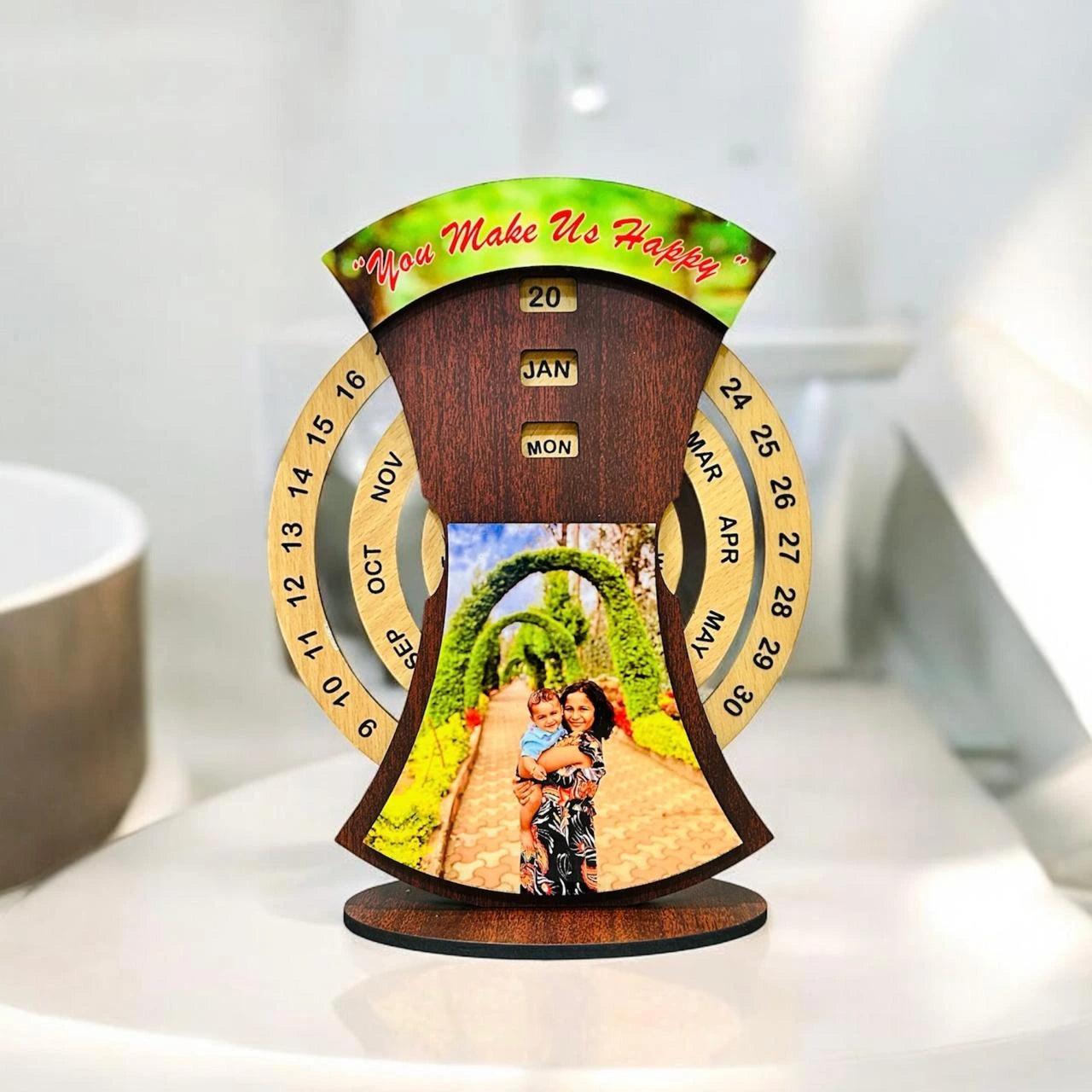 Wooden Desk Calendar with Your Photo - Precious Art Gifts