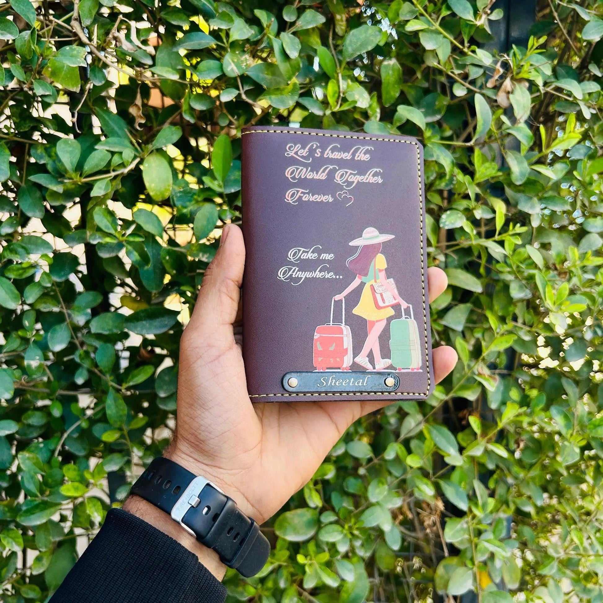 Personalized Brown Passport Cover with Name - Precious Art Gifts