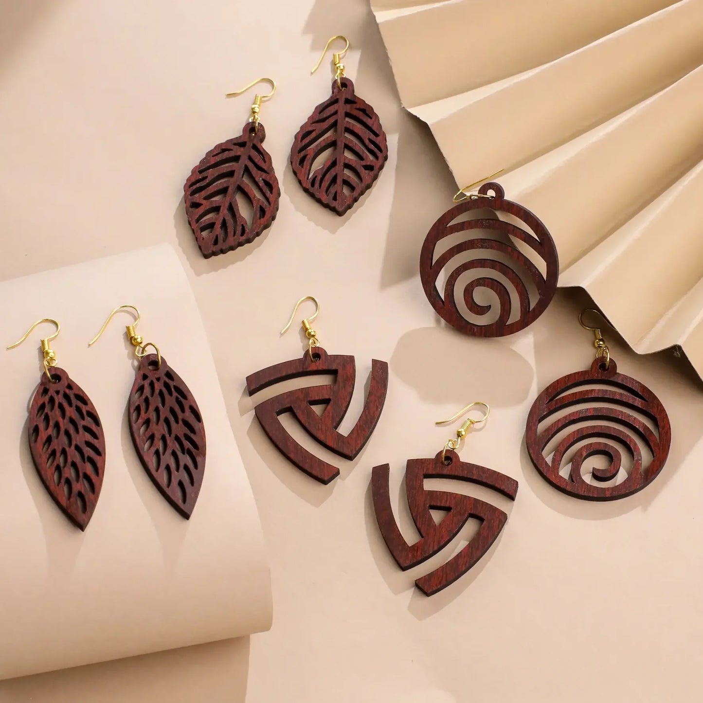 Combo of 4 Pair Beautiful Wooden Earrings Set for Women/Girls - Precious Art Gifts