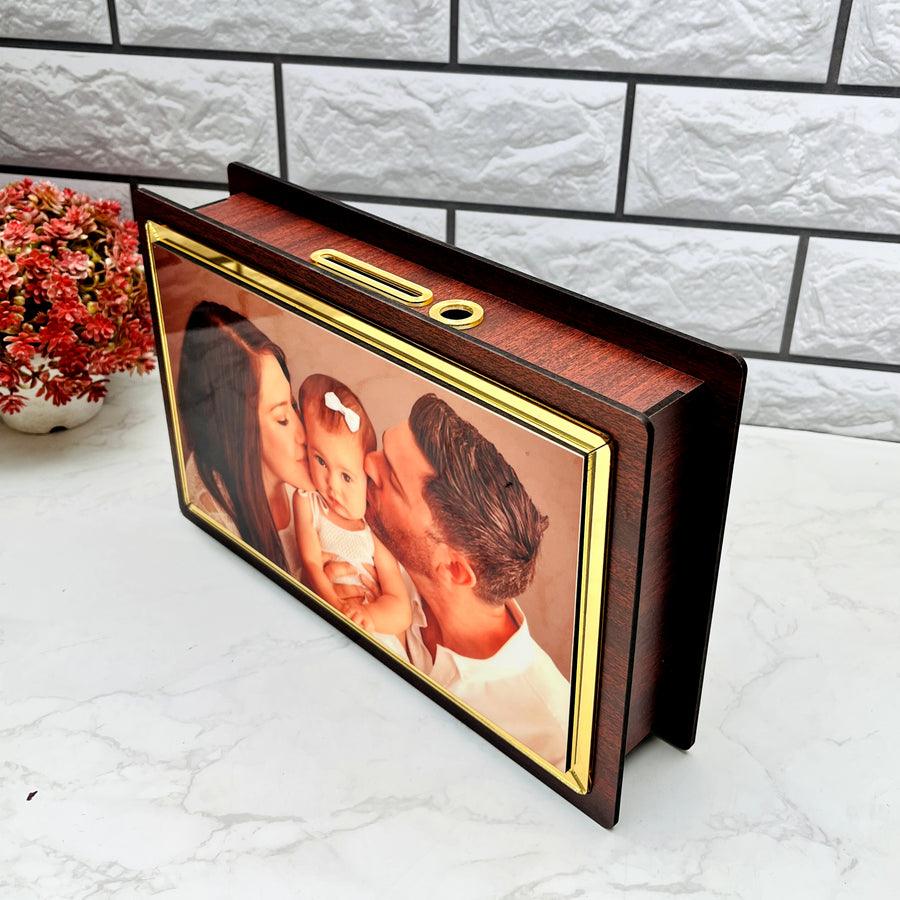 Personalized wooden piggy bank