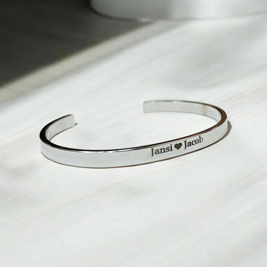 Custom Engraved Silver Bracelet for Men & Women - Precious Art Gifts