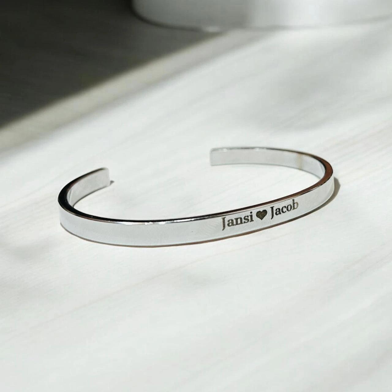 Custom Engraved Silver Bracelet for Men & Women - Precious Art Gifts