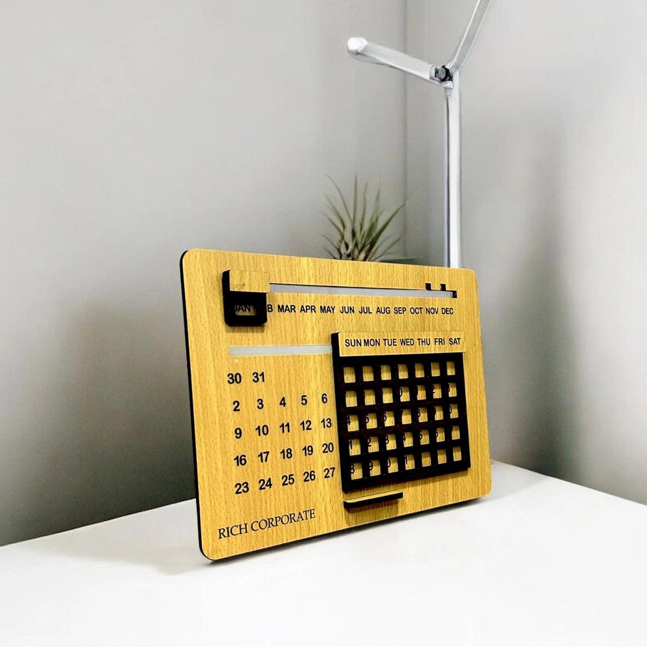 Brown Wooden Desk Calendar 5x8 Inch - Precious Art Gifts